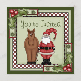 ホースアンドサンタホリデーパーティー招待状 招待状