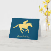 ホースアンドジョッキーレーシング誕生日 カード (黄色い花)