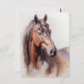 ホースイラストレーションブラウンホースポストクロッシング ポストカード (正面/裏面)