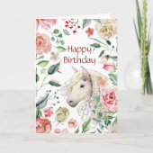ホースインかわいらしバラフラワーガーデン誕生日 カード (正面)