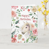 ホースインかわいらしバラフラワーガーデン誕生日 カード (黄色い花)