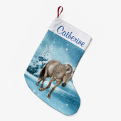 ホースインウィンターシーンカスタムストッキング2サイドプリント スモールクリスマスストッキング (正面 (吊り時))