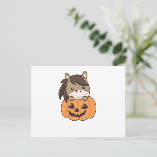 ホースインパンプキンスウィートウマハッピーハローウィン ポストカード (スタンド正面)