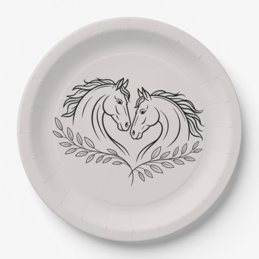 ホースウェスタンエレガントド素朴結婚国 ペーパープレート (正面)