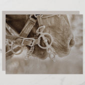 ホースウェスタンヴィンテージセピア素朴デクページ (正面/裏面)