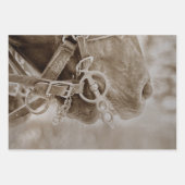 ホースウェスタンヴィンテージセピア素朴デクページ ラッピングペーパーシート (正面3)