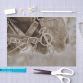 ホースウェスタンヴィンテージセピア素朴デクページ 薄葉紙 (クラフト)