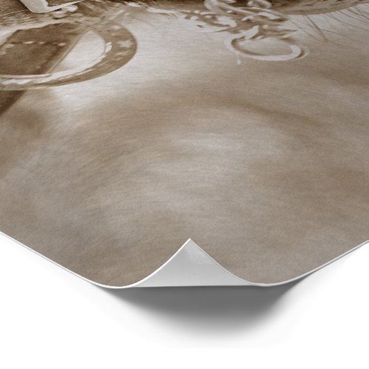 ホースウェスタンヴィンテージセピア素朴 ポスター (角)