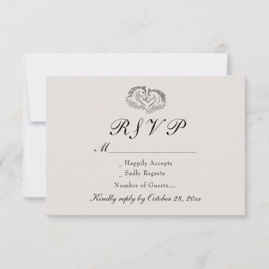 ホースウェスタン素朴カントリーアイボリーエレガントな結婚式 出欠カード (正面)