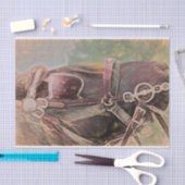 ホースウェスタン素朴カントリーヴィンテージアート 薄葉紙 (クラフト)