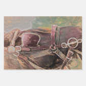 ホースウエスタンカントリ素朴ーヴィンテージアート ラッピングペーパーシート (正面)