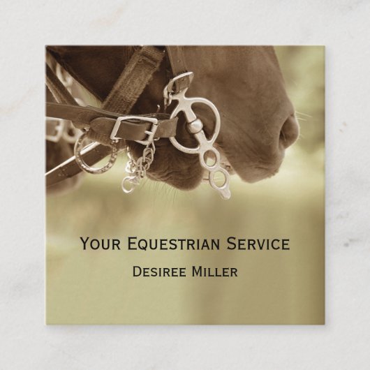 ホースウエスタンブラウングリーンファウマ科のーム スクエア名刺 (正面)