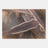 ホースウエスタンブラウンヴィンテージデ素朴コパージュ ラッピングペーパーシート (正面3)