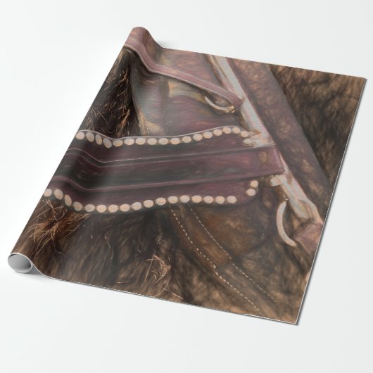 ホースウエスタンブラウンヴィンテージデ素朴コパージュ ラッピングペーパー (アンロールド)