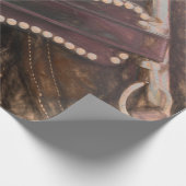 ホースウエスタンブラウンヴィンテージデ素朴コパージュ ラッピングペーパー (角)