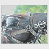 ホースウエスタン素朴ブラウングリーンデコパージュ ラッピングペーパー (フラット)