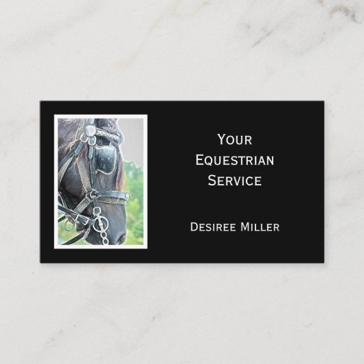 ホースウエスタン素朴白黒エクエストリアンブシネ 名刺 (正面)