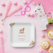 ホースウォーターカラーバースデーパーティーポニー ペーパープレート (パーティー)