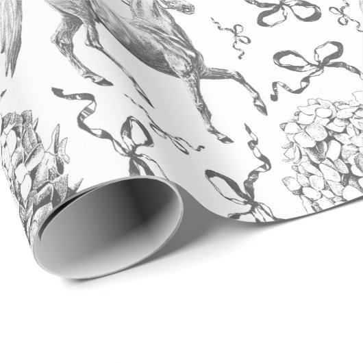 ホースエレガントアジランゲアボウズ白黒トワール ラッピングペーパー (ロールコーナー)