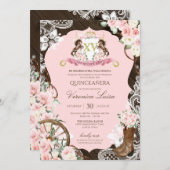 ホースエレガントクレスト素朴ピンクチャロキンセアニェラ 招待状 (正面/裏面)