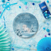 ホースオンスノーナイトウィンターハッピーバースデー ペーパープレート (パーティー)