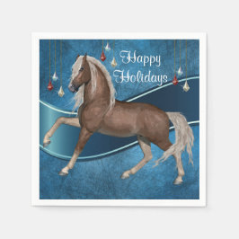 ホースオンブルーウィズオーナメントハッピーホリデー スタンダードカクテルナプキン