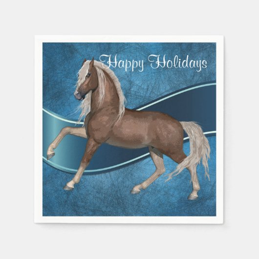ホースオンブルーホリデー紙プレート スタンダードカクテルナプキン (正面)