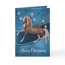 ホースオンブルーリボンメリークリスマスカード2