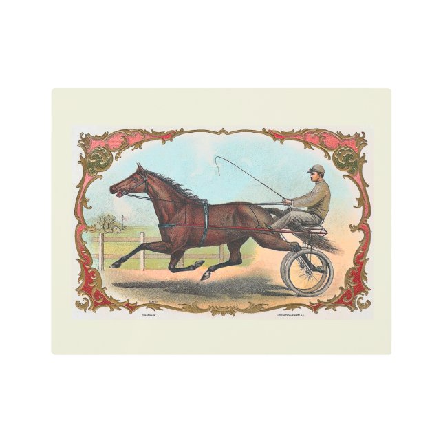 ホースオンホイールヴィンテージ競馬 メタルプリント (正面)