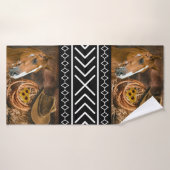 ホースカウボーイハットラッソウエスタンパターン  バスタオル (バスタオル)