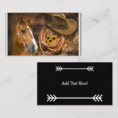 ホースカウボーイハットラッソウエスタンパターン 名刺 (正面/裏面)