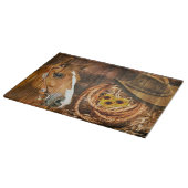 ホースカウボーイハットラッソーフラワーバ素朴ンボード カッティングボード (角)