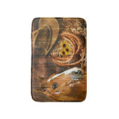 ホースカウボーイハットラッソーフラワーバ素朴ンボード バスマット (正面縦)