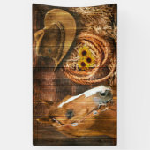 ホースカウボーイハットラッソーフラワーバ素朴ンボード 横断幕 (縦)