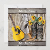 ホースカウボーイブーツサンフラワーズギターカウボーイハット サンキューカード (正面)