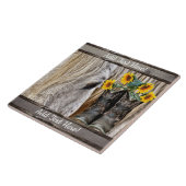 ホースカウボーイブーツサンフラワーズバーンドボード タイル (側面)