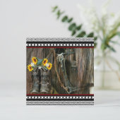 ホースカウボーイブーツサンフラワーズバ素朴ーンボード サンキューカード (スタンド正面)