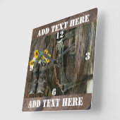 ホースカウボーイブーツサンフラワーズバ素朴ーンボード スクエア壁時計 (傾斜)