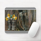 ホースカウボーイブーツサンフラワーズバ素朴ーンボード マウスパッド (マウス)