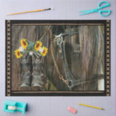 ホースカウボーイブーツサンフラワーズバ素朴ーンボード 薄葉紙 (クラフト)