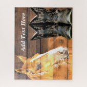 ホースカウボーイブーツバ素朴ーンボード ジグソーパズル (縦)