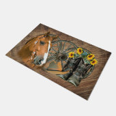 ホースカウボーイブーツワゴンホイールウェスタン ドアマット (アングル)