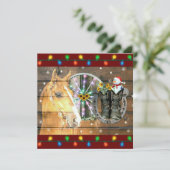 ホースカウボーイブーツ雪だるまクリスマス サンキューカード (スタンド正面)