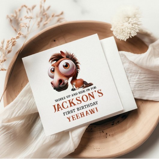 ホースカリカティーズ1st誕生日パーティー スタンダードカクテルナプキン