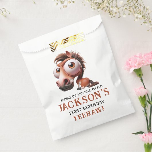 ホースカリカティーズ1st誕生日パーティー フェイバーバッグ (封をした状態)