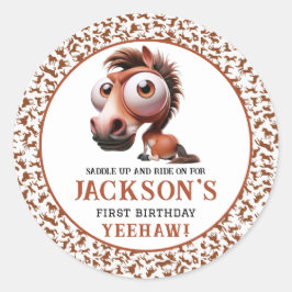 ホースカリカティーズ1st誕生日パーティー ラウンドシール