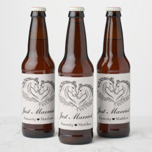 ホースカントリーウェディング素朴ウェスタンたった今結婚しました ビールラベル