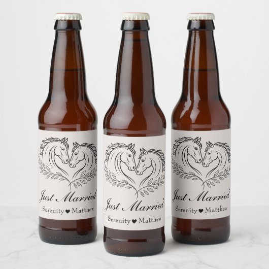 ホースカントリーウェディング素朴ウェスタンたった今結婚しました ビールラベル (ボトル)
