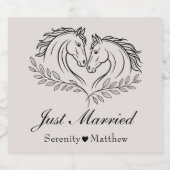 ホースカントリーウェディング素朴ウェスタンたった今結婚しました リキュールボトルラベル (シングルラベル)