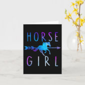 ホースガールおもしろい馬術馬上乗馬 カード (黄色い花)